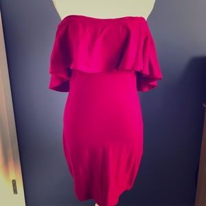 Susana Monaco ruffled off shoulder mini dress